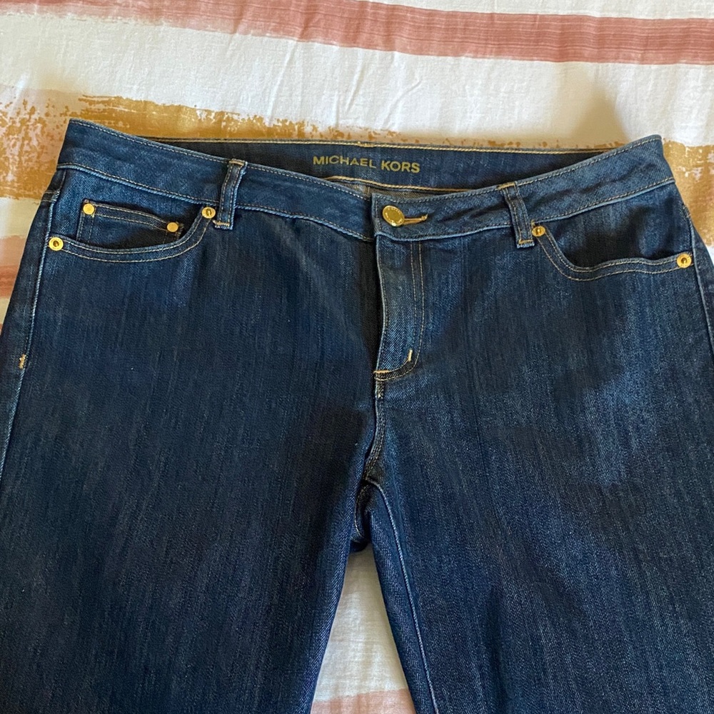 Michael Kors Izzy Skinny Dark Blue Straight Leg Jeans size 10